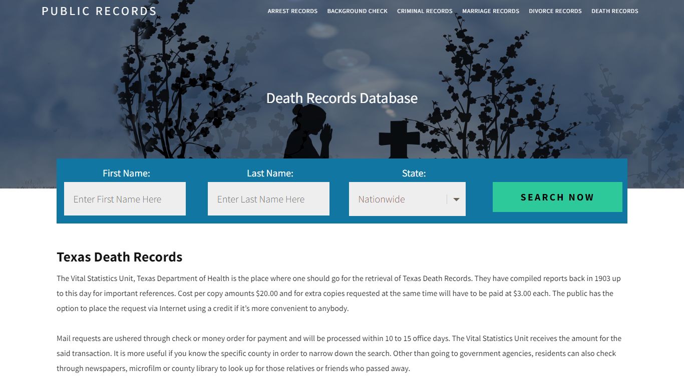 Texas Death Records | Enter Name and Search. 14Days Free